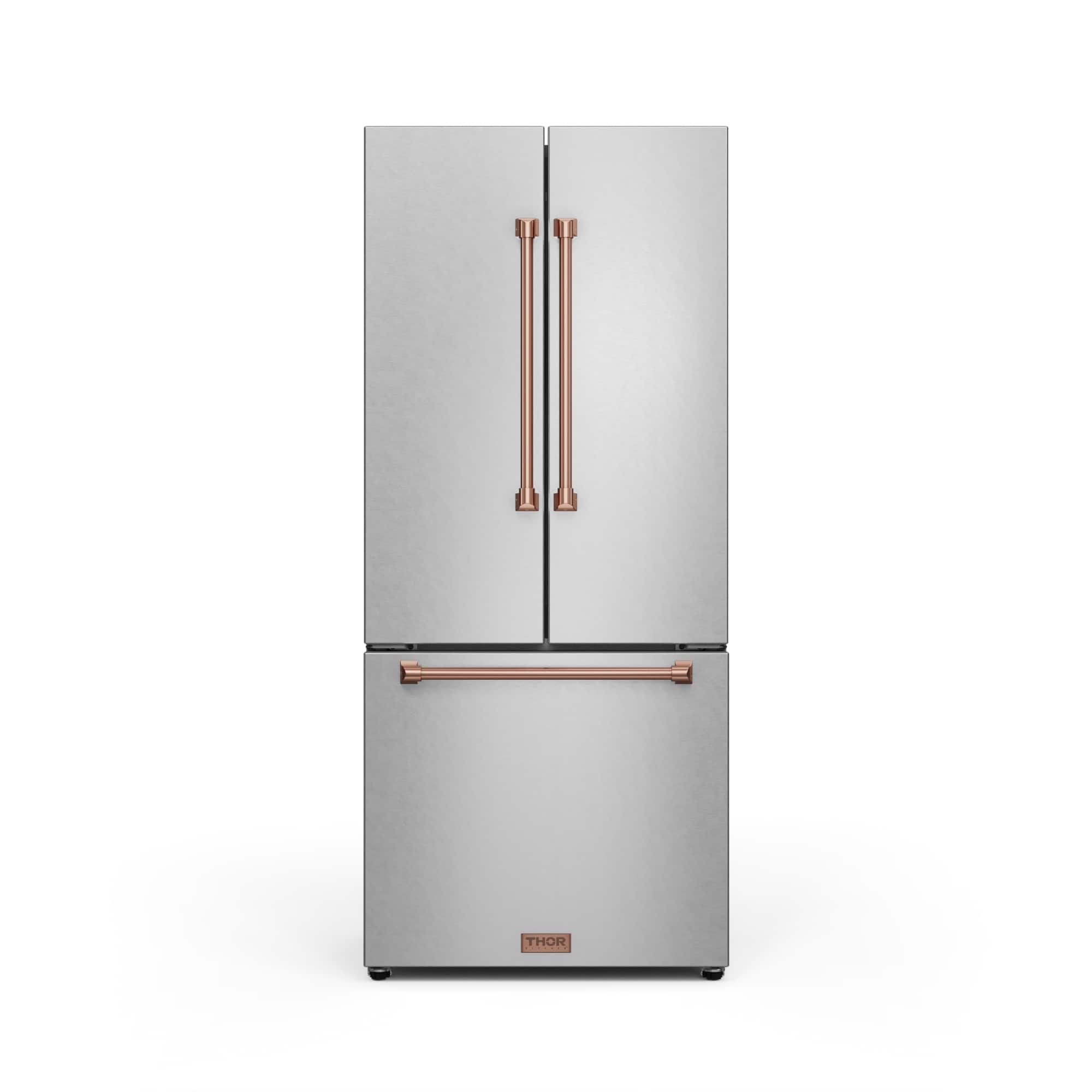 30 in. Wide Gordon Ramsay Series by Thor Kitchen 17.5 Cu. Ft. Counter Depth Refrigerator with Rose Gold Hardware - Stainless Steel