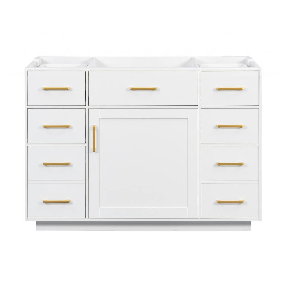 Alt View 2. Loheer - Loheer 48 Inch Bathroom Vanity Base Only White Freestanding Cabinet No Sink - White.