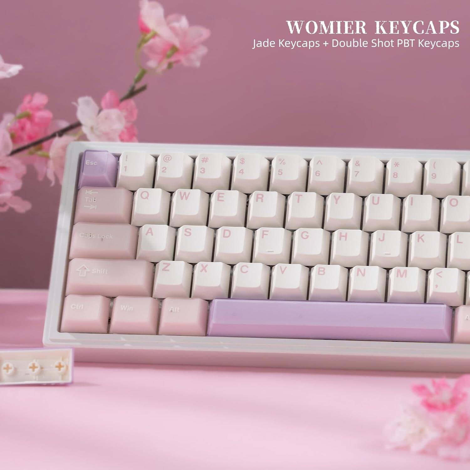 WOMIER KEYCAPS  
Jade Keycaps + Double Shot PBT Keycaps  

Esc ! 1 @ 2 3 $ 4 % 5 ^ 6 & 7 * 8 ( 9 ) 0  
Q W E R T Y U I O P  
A S D F G H J K L ; '  
Z X C V B N M , . /  
Tab Shift Caps Lock Shift Ctrl Win Alt