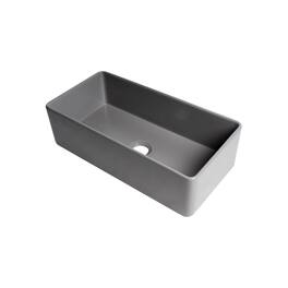 Alfi - Matte Smooth Apron 36" x 18" Single Bowl Fireclay Farm Sink - Gray