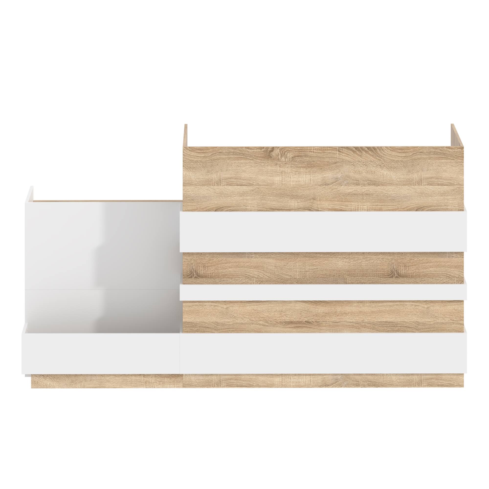 Front. Famapy - Famapy Modern Wood Office Desk & Reception Counter: Organized Storage, Sleek Design for Workspaces - Wooden.