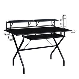 Manhattan Lane - Tubular Metal Frame Computer Desk with 2 Shelves and Cup Holder - Black