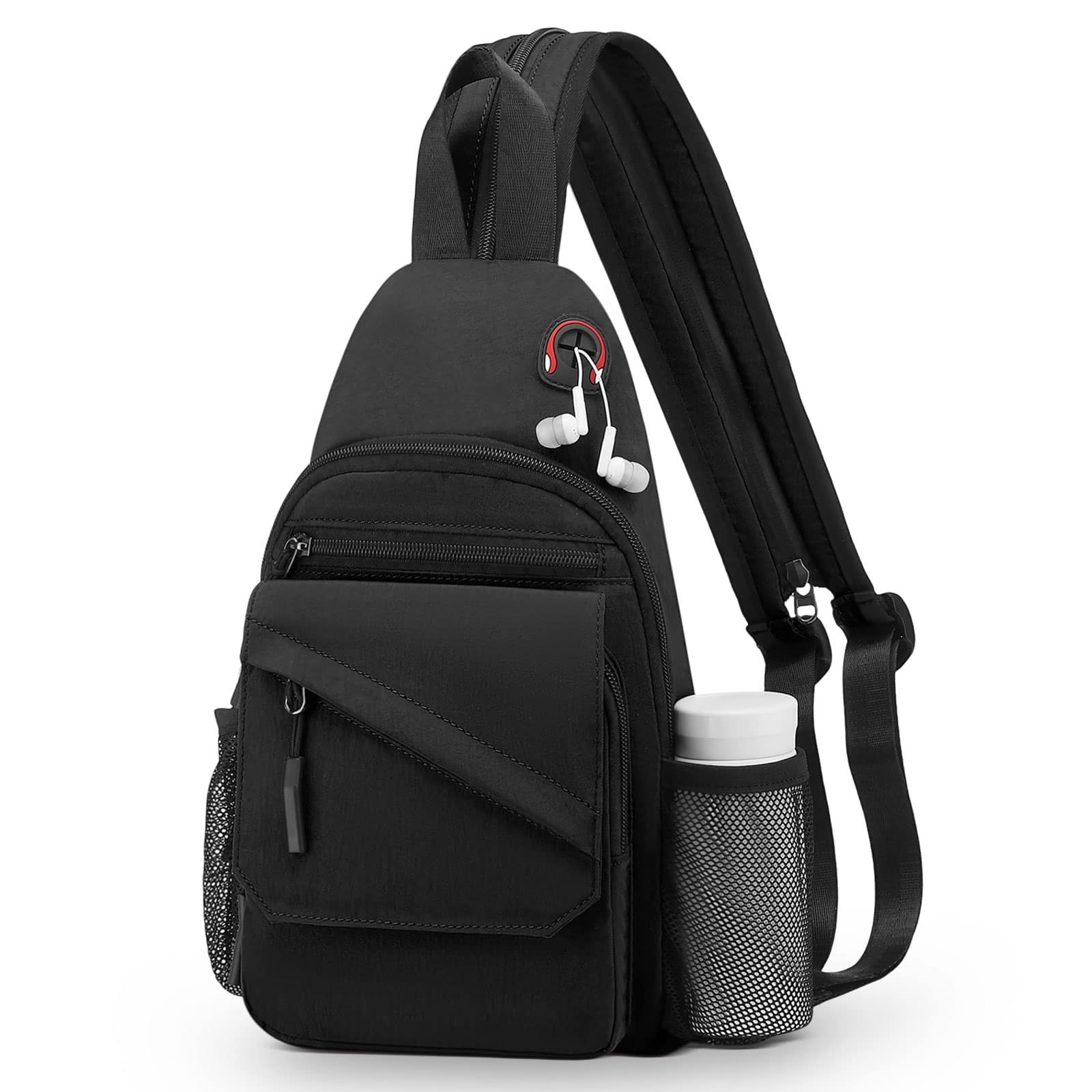 Unique Bargains - Crossbody Bag Casual Sling Bag Convertible Backpack 3-in-1 Anti-Theft Shoulder Bag Trendy Daypack for Travel Large - Black