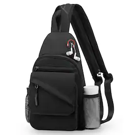 Unique Bargains - Crossbody Bag Casual Sling Bag Convertible Backpack 3-in-1 Anti-Theft Shoulder Bag Trendy Daypack for Travel Large - Black