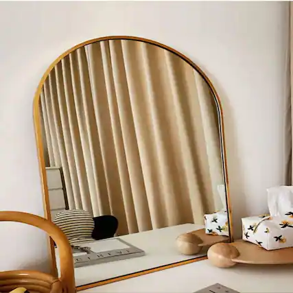 Front. HOMLUX - Arched Wall Mirror Gold Aluminum Frame Arch Top Wall Mounted Decorative for Entryway Bathroom Bedroom.