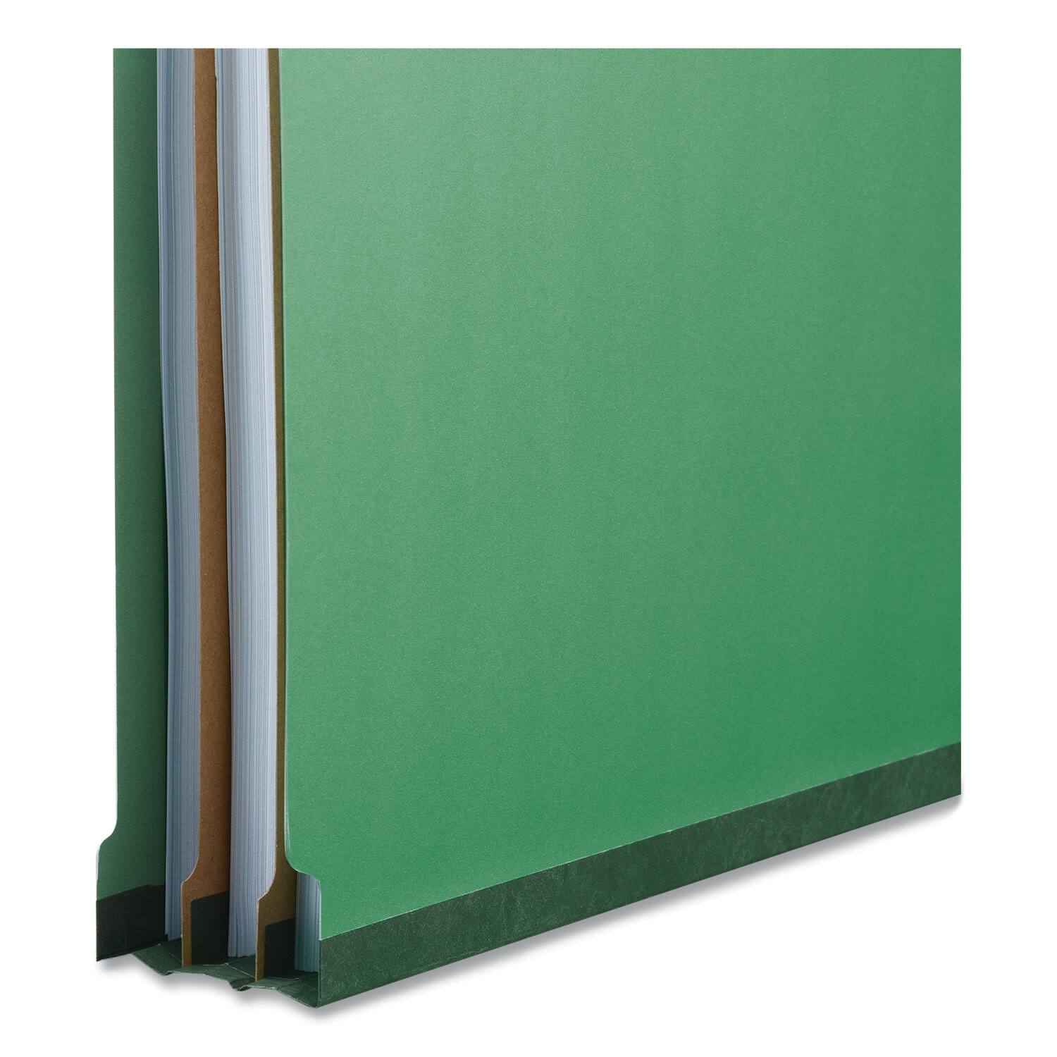 Angle. Universal - Deluxe Six Section Pressboard End Tab Classification Folders  2 Dividers    Letter Size  Green  10 per Box.