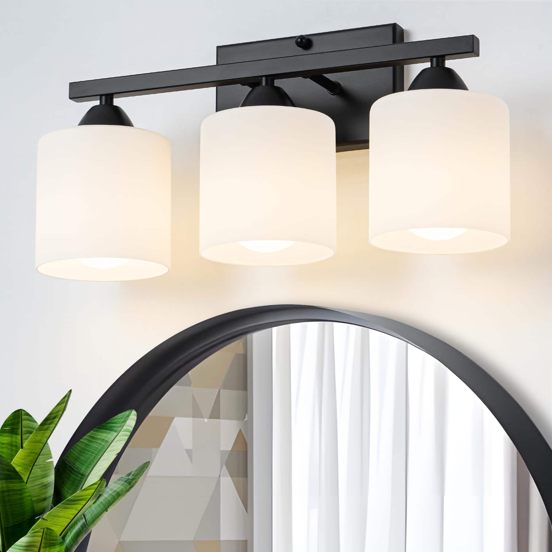 PO3TICJUNKI3 - Bathroom Light Fixtures Over Mirror Matte Vanity Fixture Modern Scones Wall Lighting For Bedroom Living Roo - 3-Light Black
