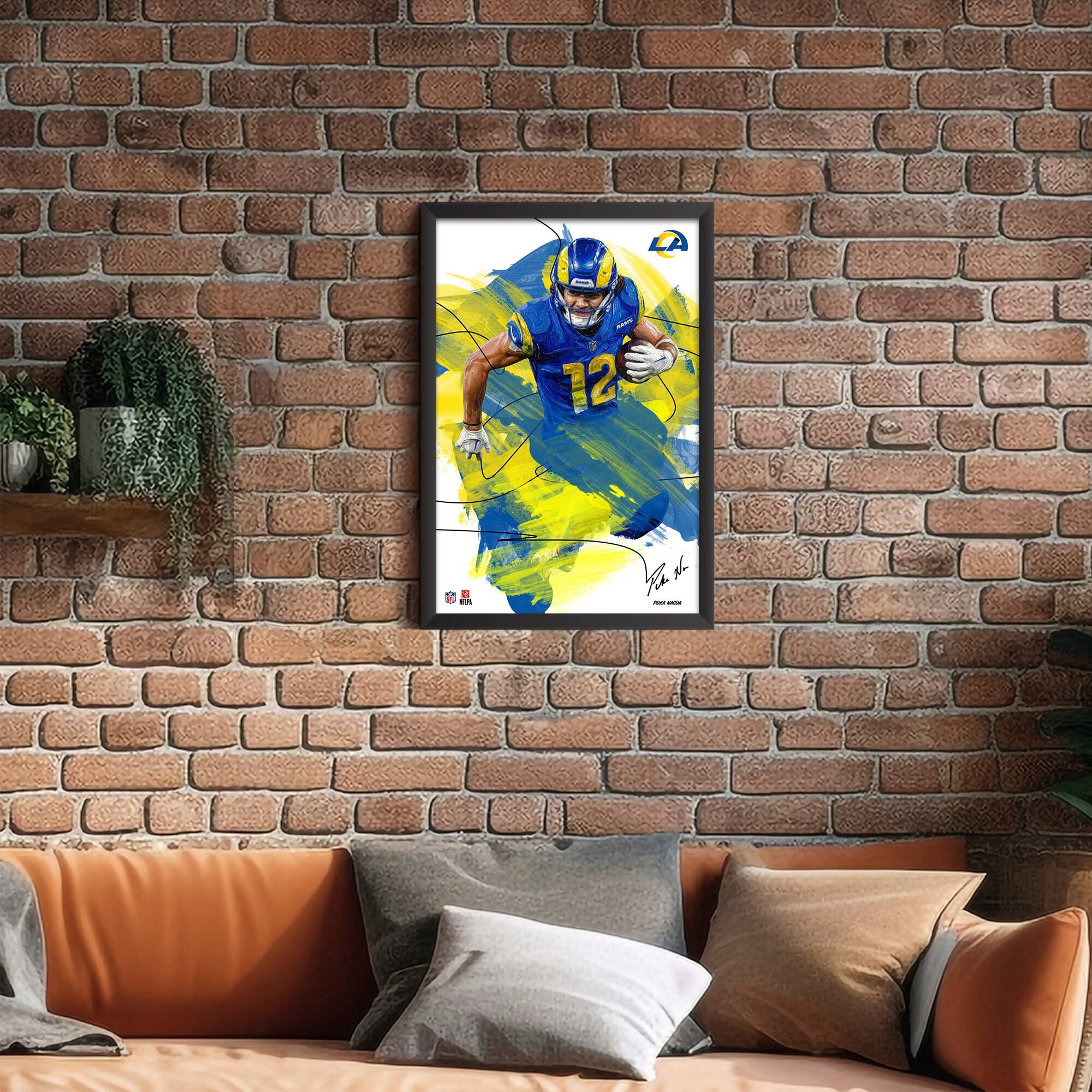 Alt View 1. Sporticulture - Puka Nacua Los Angeles Rams 14" x 20" Brush Stroke Player Framed Art Print - Multicolor.