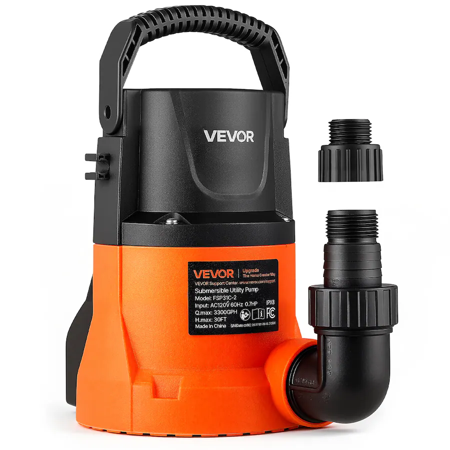 Sub Pump Pool VEVOR Submersible Water Pump 0.7 HP 3300 GPH Portable Utility Sump Pump ...