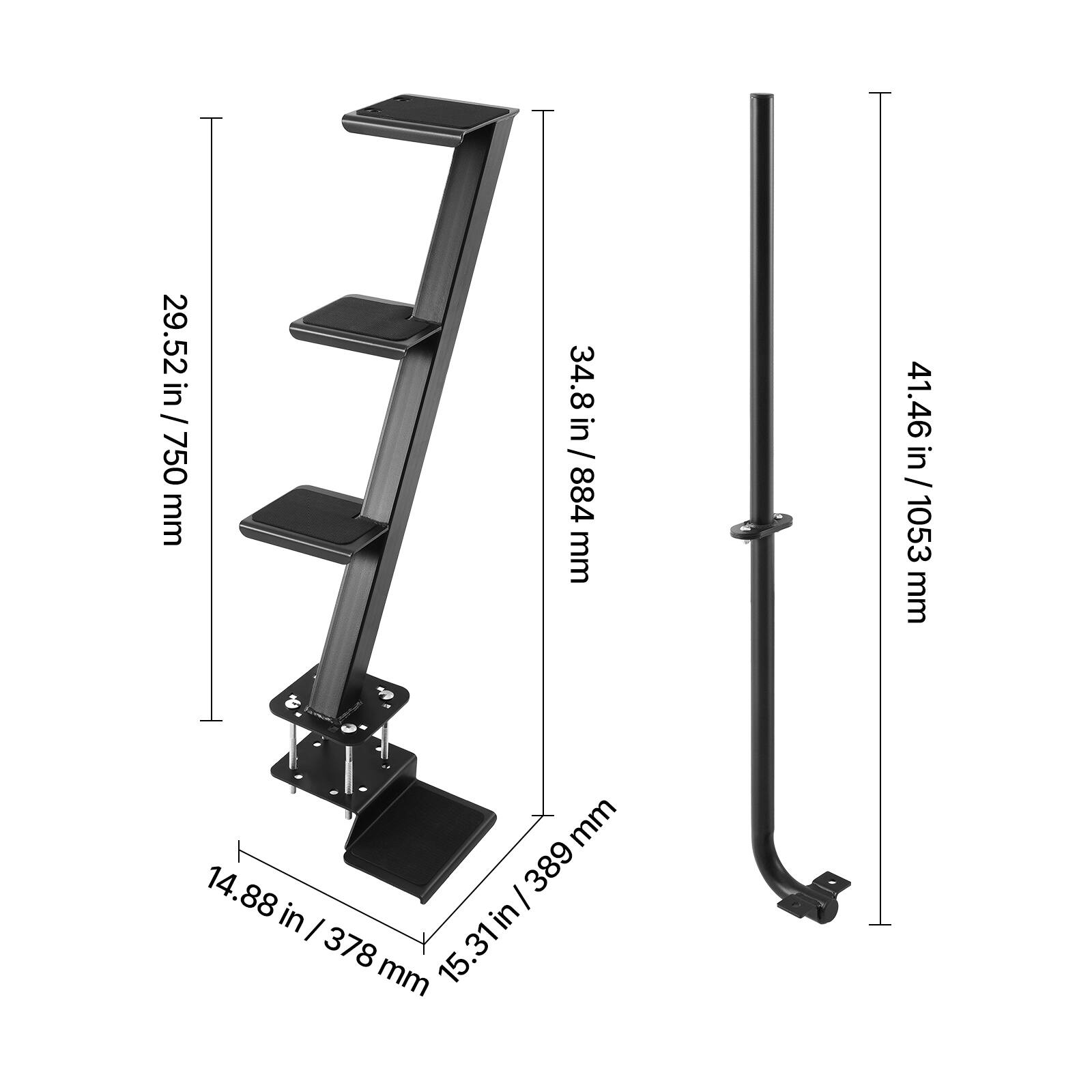 29.52 in / 750 mm  
34.8 in / 884 mm  
41.46 in / 1053 mm  
14.88 in / 378 mm  
15.31 in / 389 mm