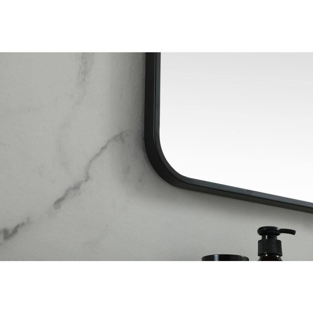 Back. Elegant Decor - Soft corner metal square mirror 30x30 inch in Black - Black.