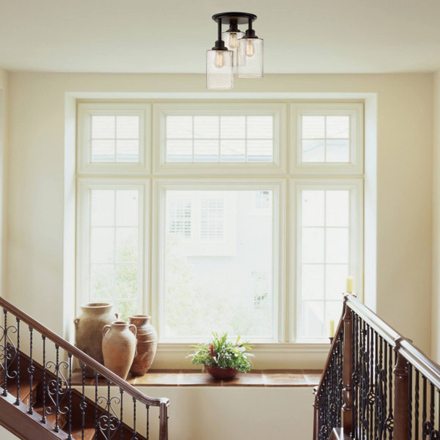 Alt View 1. Globe Electric - Globe Electric Annecy 15.4 in. H X 12.6 in. W X 12.6 in. L Oil Rubbed Bronze Ceiling Light.