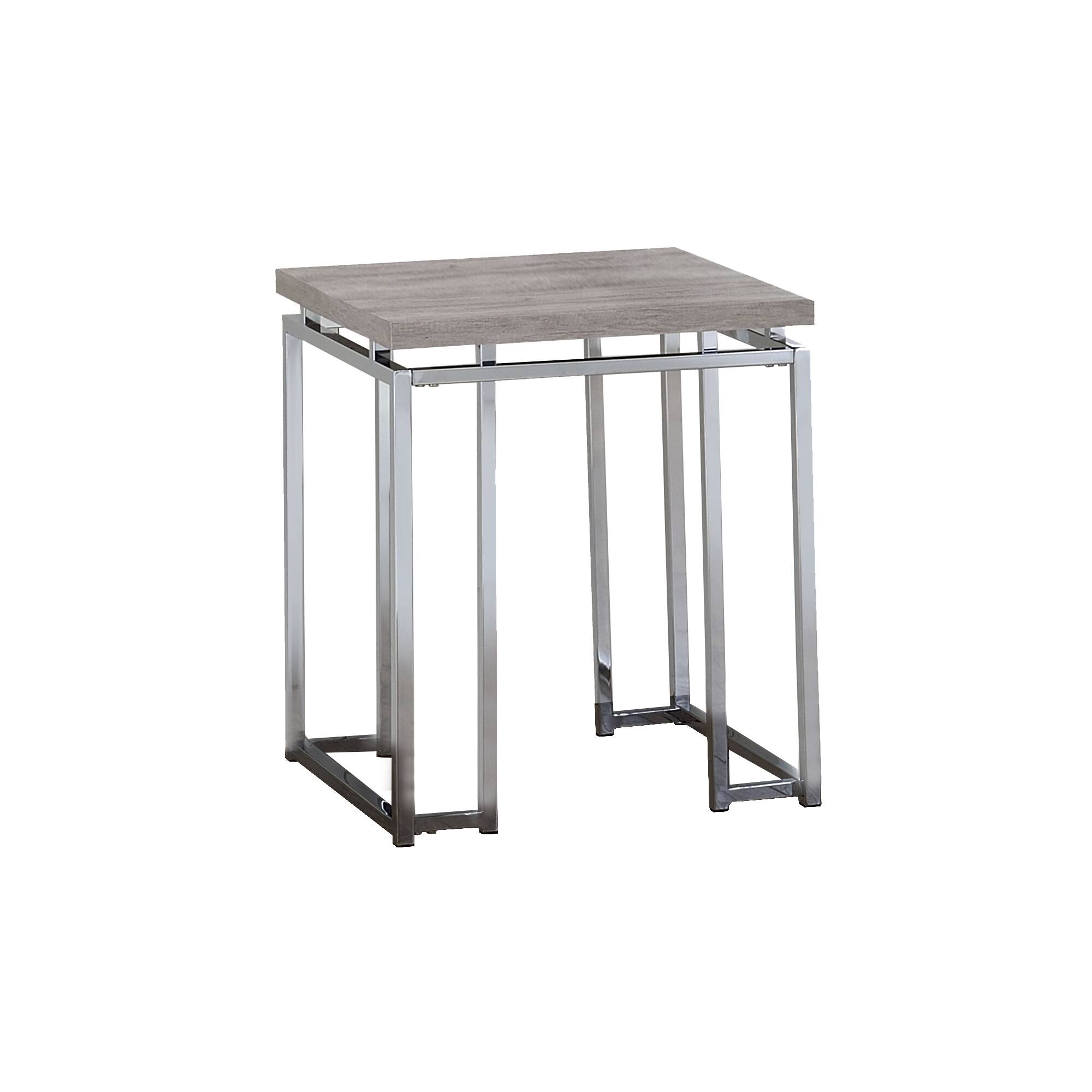 Manhattan Lane - End Table with Rectangular Tabletop and Metal Legs - Silver and Brown