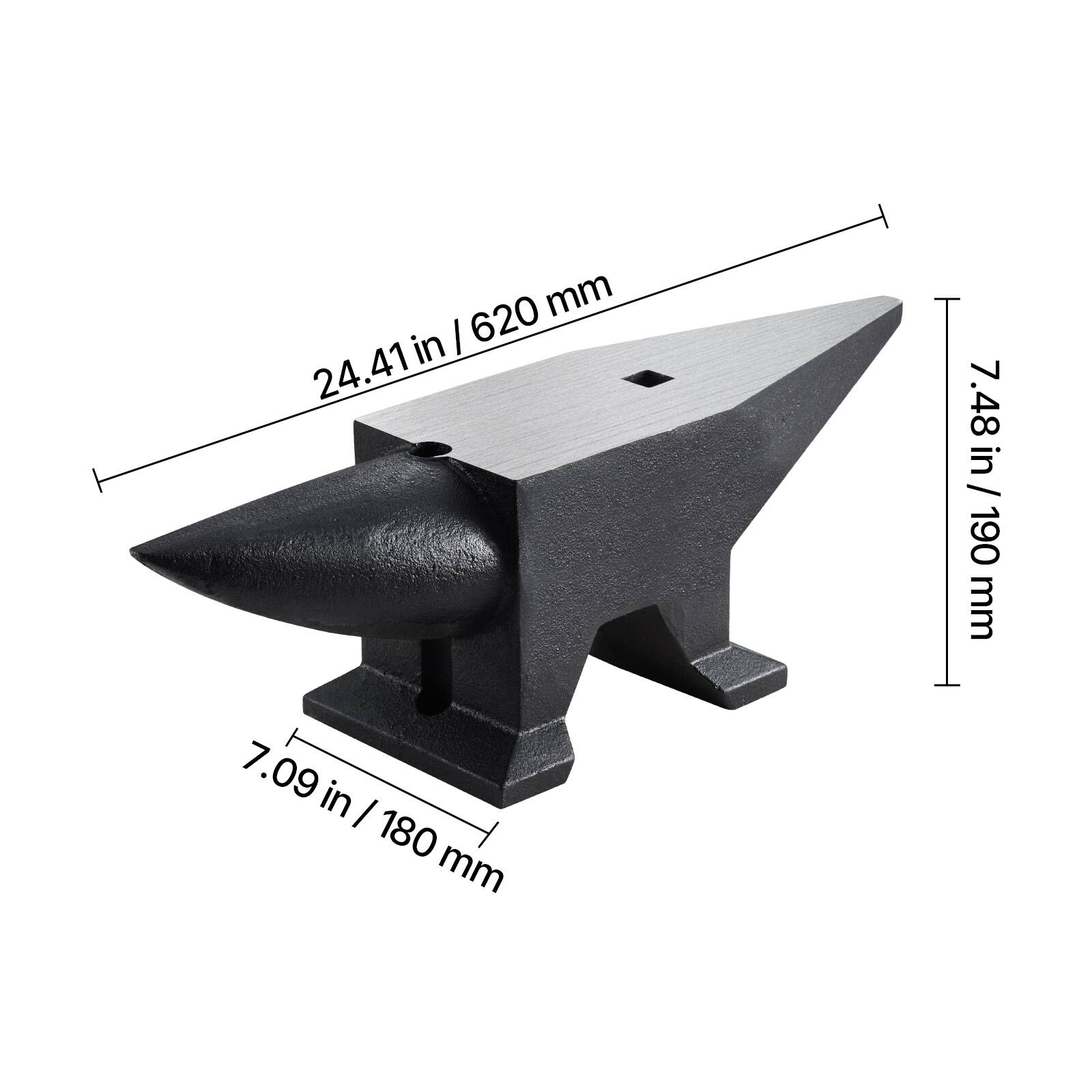 620 mm / 24.41 in  
7.48 in / 190 mm  
7.09 in / 180 mm