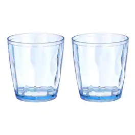 Unique Bargains - 2pcs Plastic Drinking Glasses, 7.1oz Unbreakable Reusable Stackable Water Tumblers for Home Office - Blue