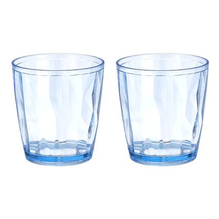 Front. Unique Bargains - 2pcs Plastic Drinking Glasses, 7.1oz Unbreakable Reusable Stackable Water Tumblers for Home Office - Blue.