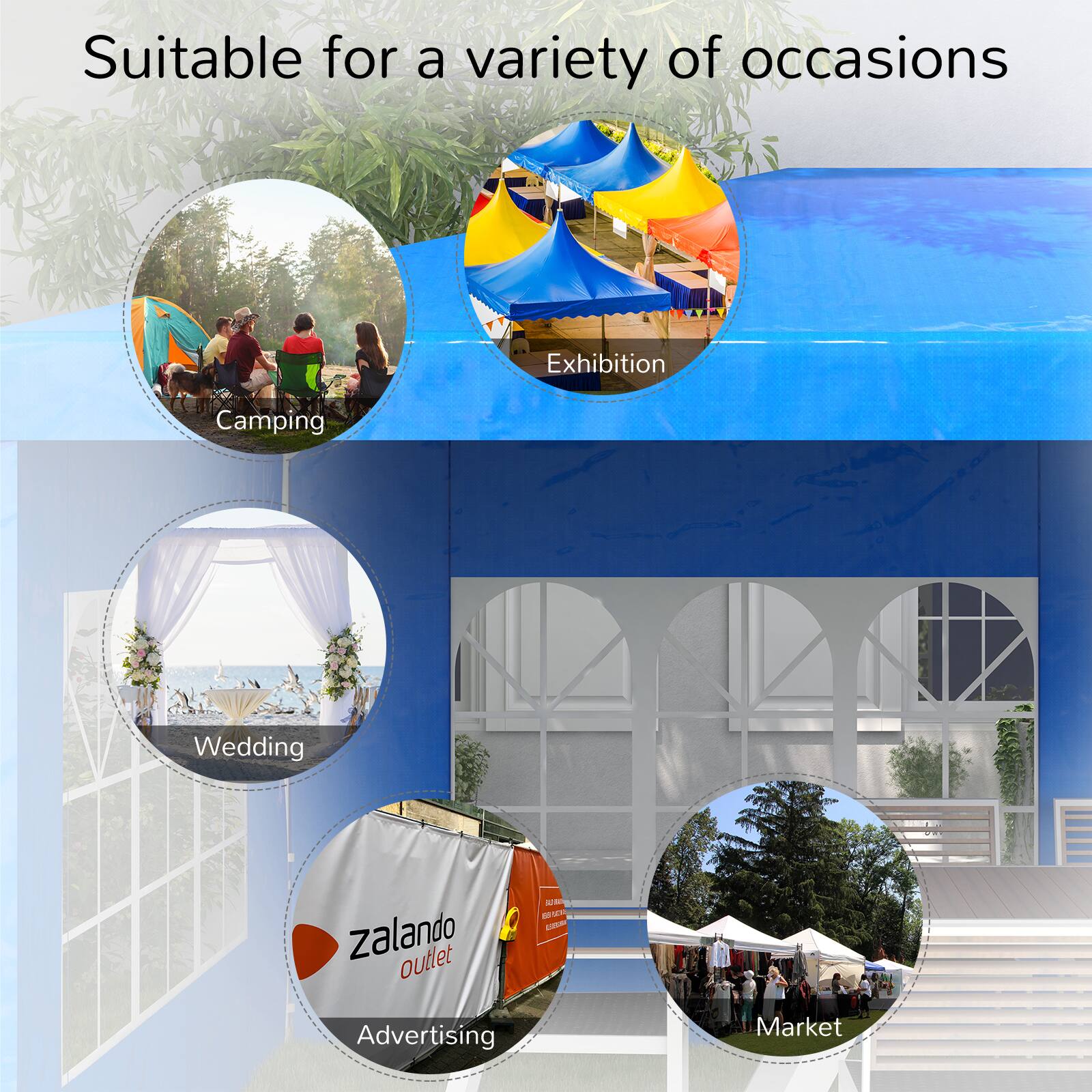 Suitable for a variety of occasions

Exhibition
Camping
Wedding
Advertising
Market