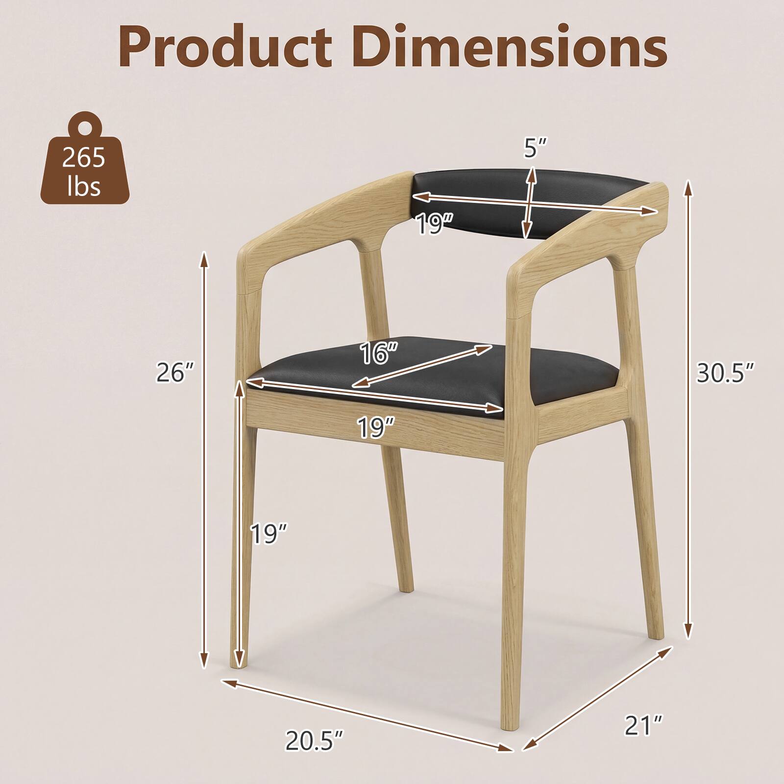Product Dimensions: 265 lbs, 19" x 5" x 26" x 16" x 30.5" x 19" x 19" x 20.5" x 21"