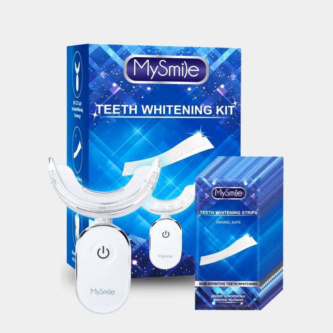 MySmile - Teeth Whitening Strips with LED Light Kit (14 Treatments) - White