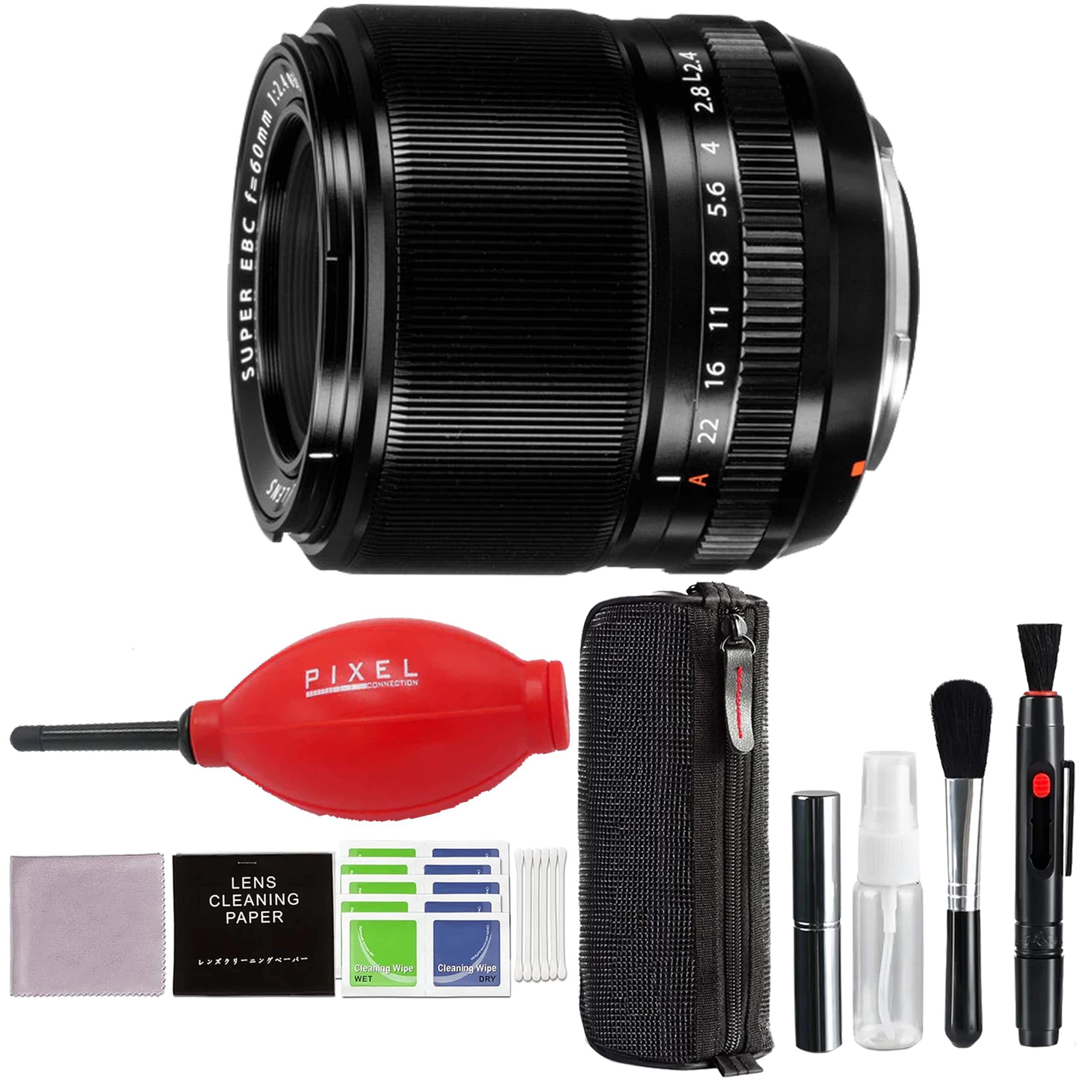 Fujifilm - XF 60mm f/2.4 R Macro Lens (Black) with Advance Accessories and Travel Bundle | Fuji XF 60mmm - Black