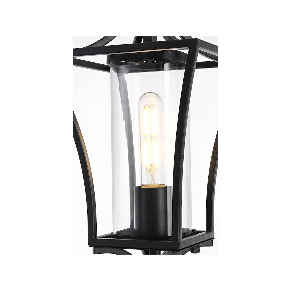 Alt View 3. Elegant Lighting - Belgrade 7 inch Outdoor Pendant in Black - Black.