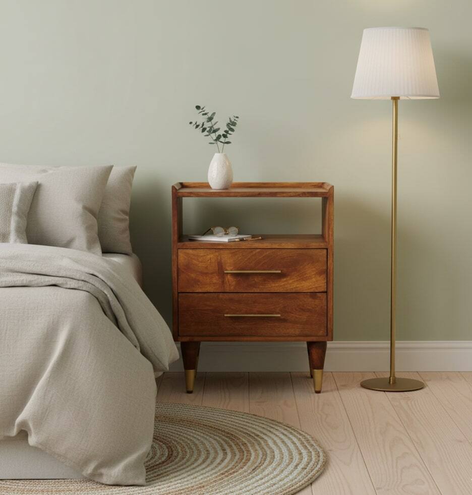 Alt View 2. Artisan Furniture - Artisan Furniture Solid Wood Camden Chestnut Bedside - Brown.