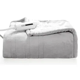 Costway - 60''x 50'' Heated Throw Blanket Flannel & Sherpa Double-sided Flush - Gray