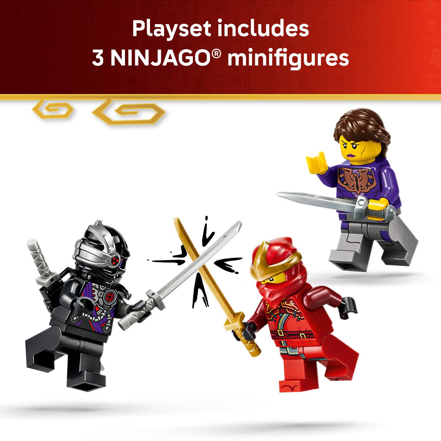 Playset includes 3 NINJAGO® minifigures