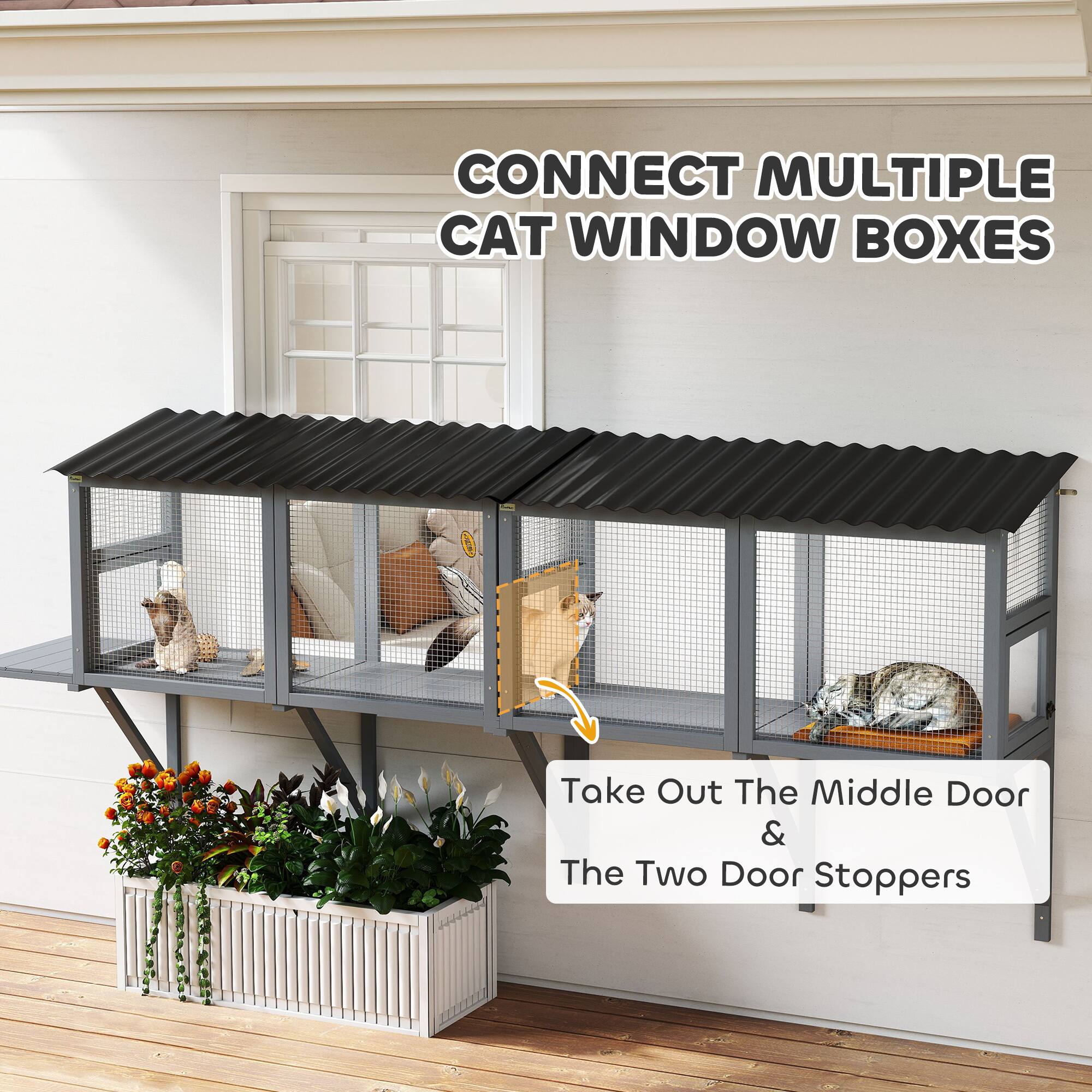 CONNECT MULTIPLE CAT WINDOW BOXES

Take Out The Middle Door & The Two Door Stoppers