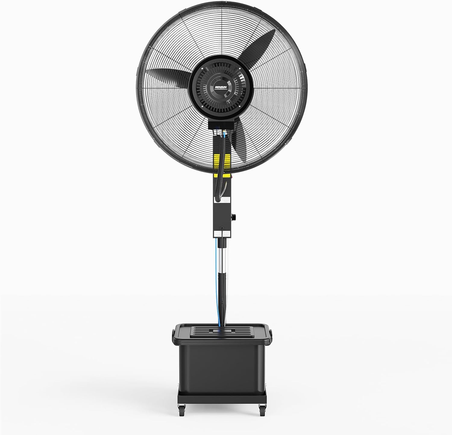 Angle. Winado - 6500CFM Misting Fan, 26'' High Velocity Industrial Mister with 11Gal Water Tank, 3 Speed Settings & Ajustable Mist Value - Black.