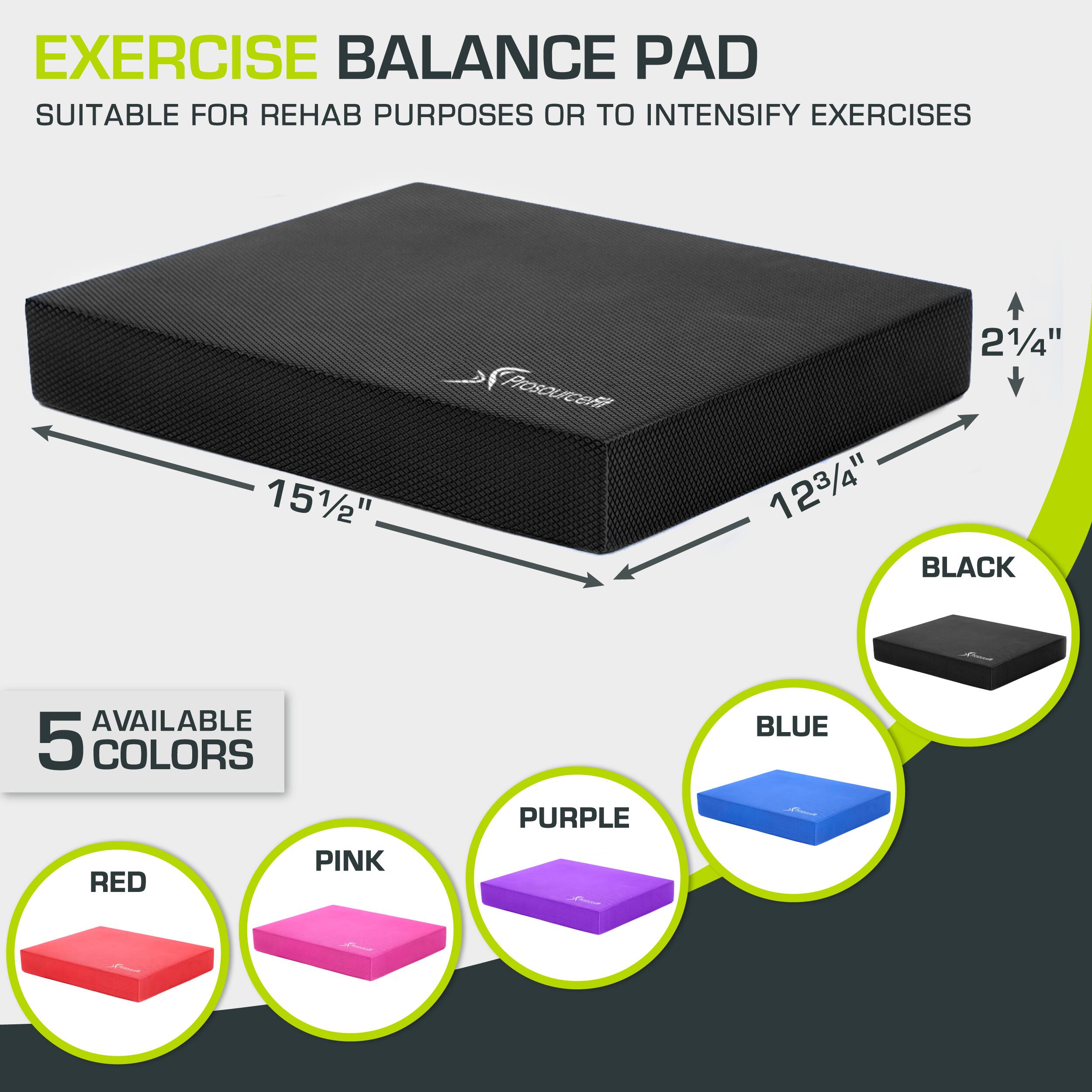 EXERCISE BALANCE PAD SUITABLE FOR REHAB PURPOSES OR TO INTENSIFY EXERCISES 151/2" 21/4" 123/4" BLACK AVAILABLE 5 COLORS PINK RED PURPLE BLUE