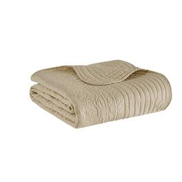Gracie Mills - Salvatore Oversized Stitched Scalloped Edges Throw Blanket - Khaki