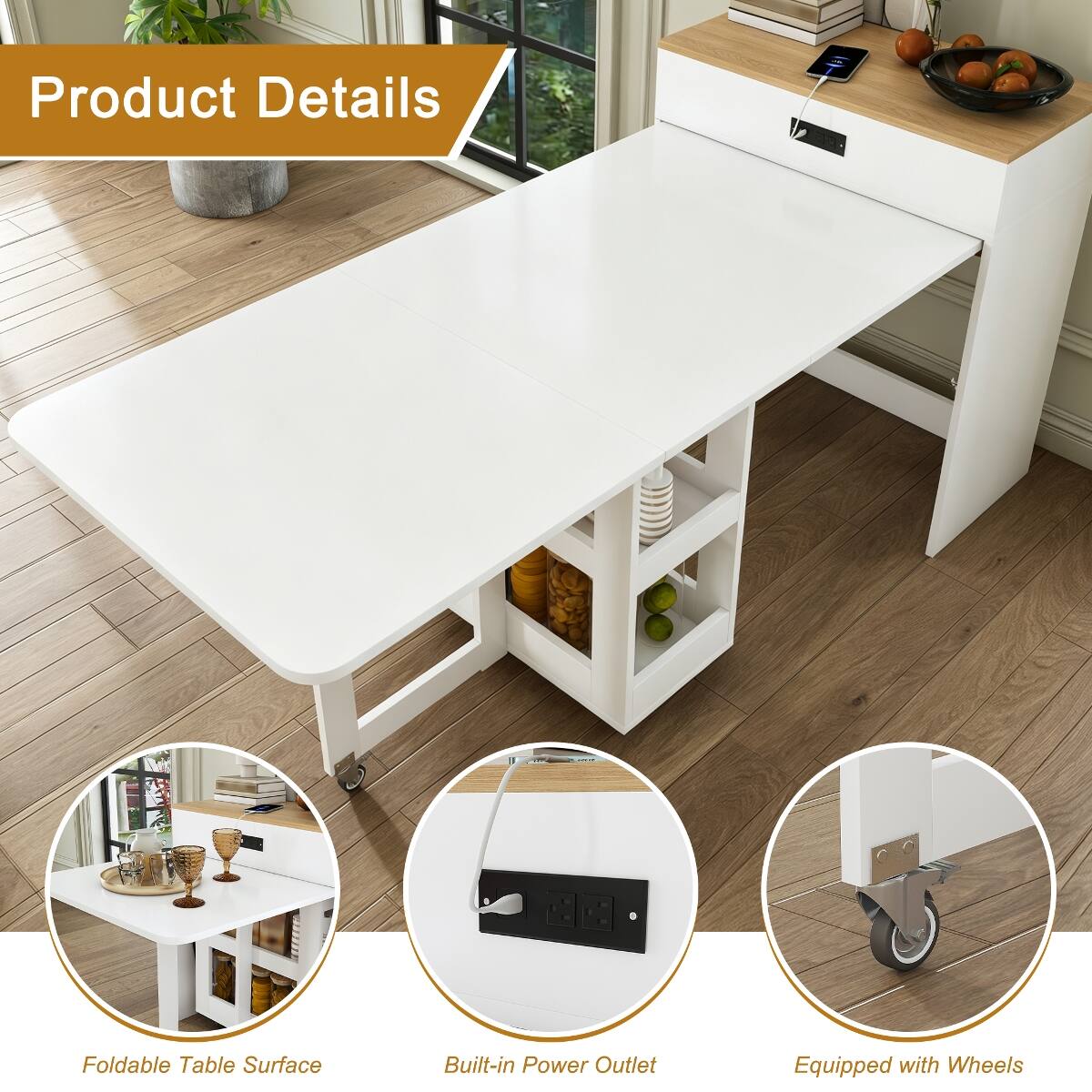 Product Details

- Foldable Table Surface
- Built-in Power Outlet
- Equipped with Wheels