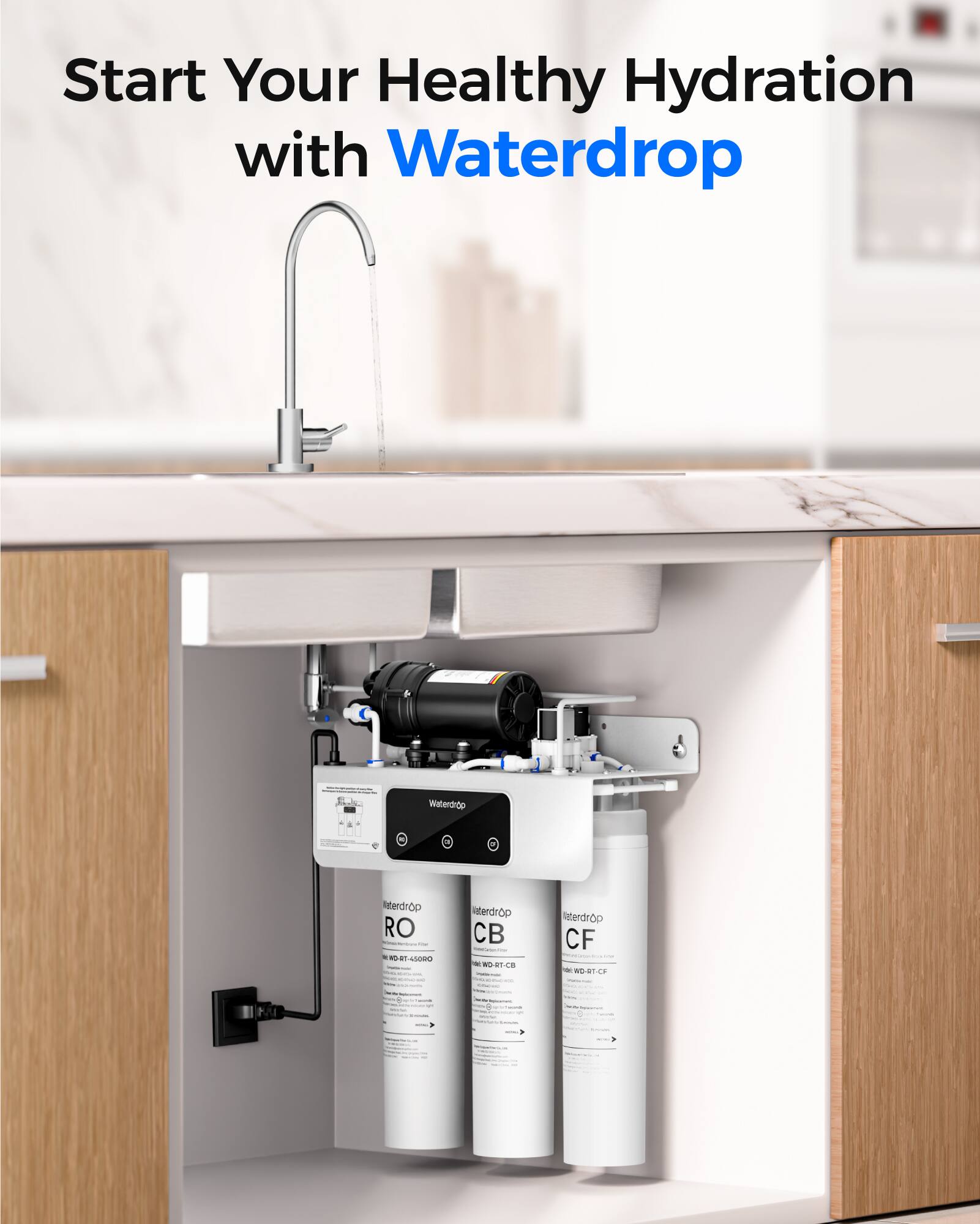 Start Your Healthy Hydration with Waterdrop

Waterdrop - Merdrop RO  
ASORO terdrop CB  
Waterdrop CF

WO-87-CB EO + 8  
reterdrop CF - E -2148 W C