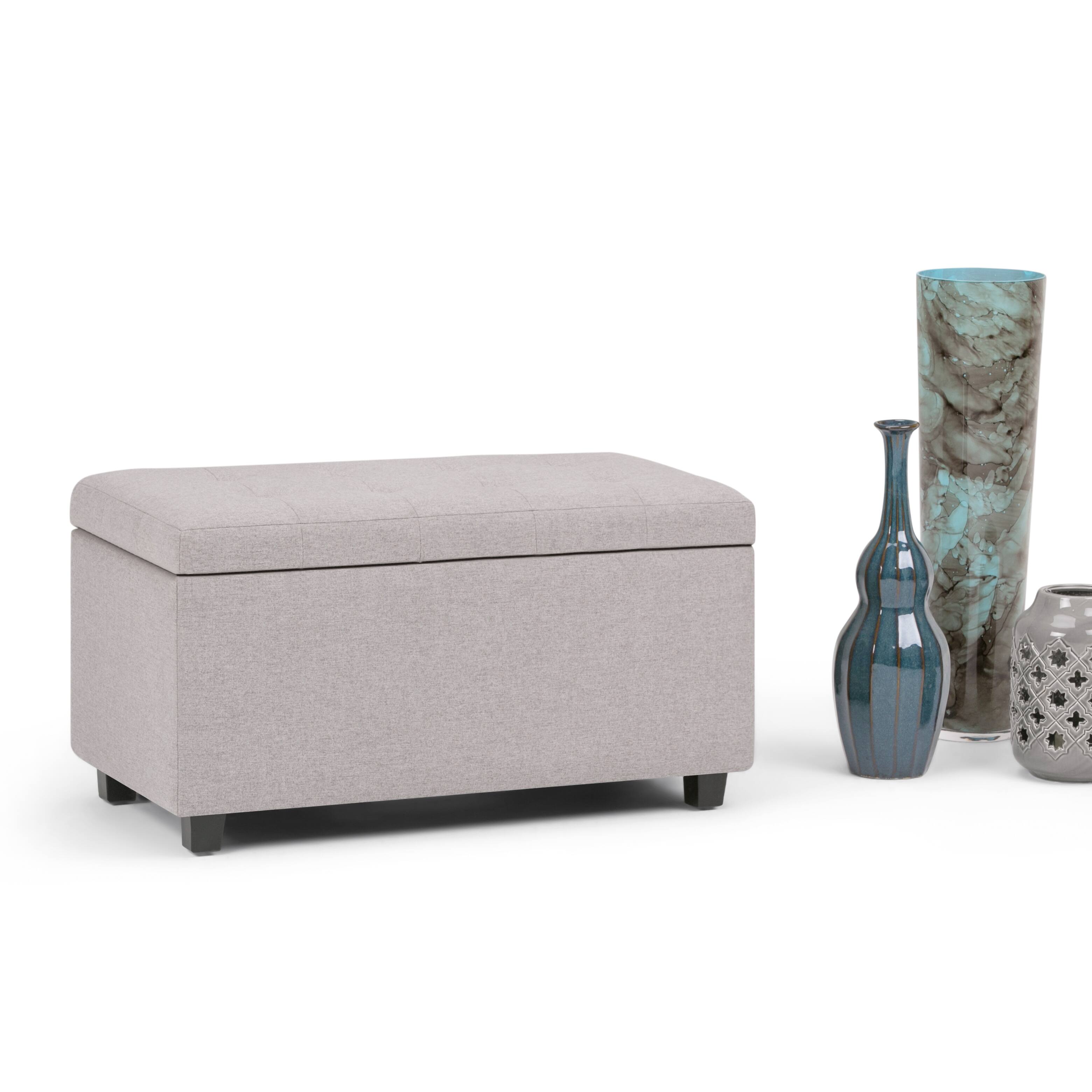 Left. Simpli Home - Cosmopolitan Storage Ottoman - Cloud Grey.