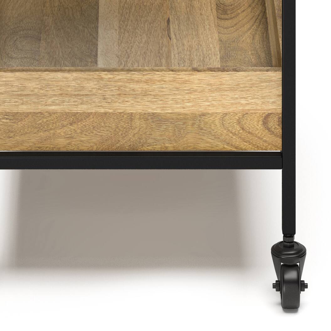 Alt View 2. Simpli Home - Simons SOLID MANGO WOOD Industrial Contemporary 24 inch Wide Bar Cart in Natural - Natural.