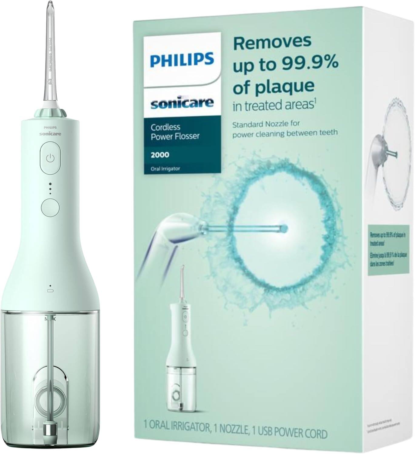 Philips - Sonicare Water Power Oral Flosser 2000 Cordless - HX3822/14 - Mint