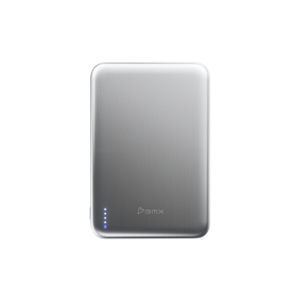 Front. BMX - SolidSafe AIR 5K Magnetic Solid-State Power Bank - Silver.