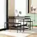 Left. Costway - 3 PCS Dining Table Set for 4 w/ 43" Wooden Kitchen Table 2 Benches Metal Frame - Brown and Black.