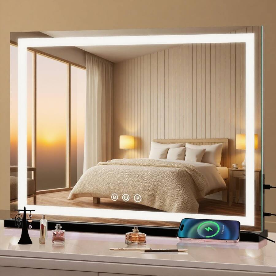 Earthley Blooms Large Lighted Vanity Mirror X Light Up Make With Smart ...