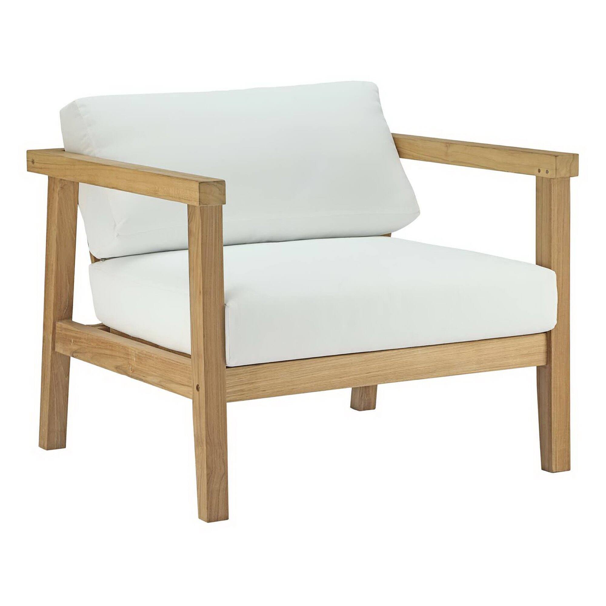 Angle. Modway - Bayport Outdoor Patio Teak Armchair by Modway - Natural White.