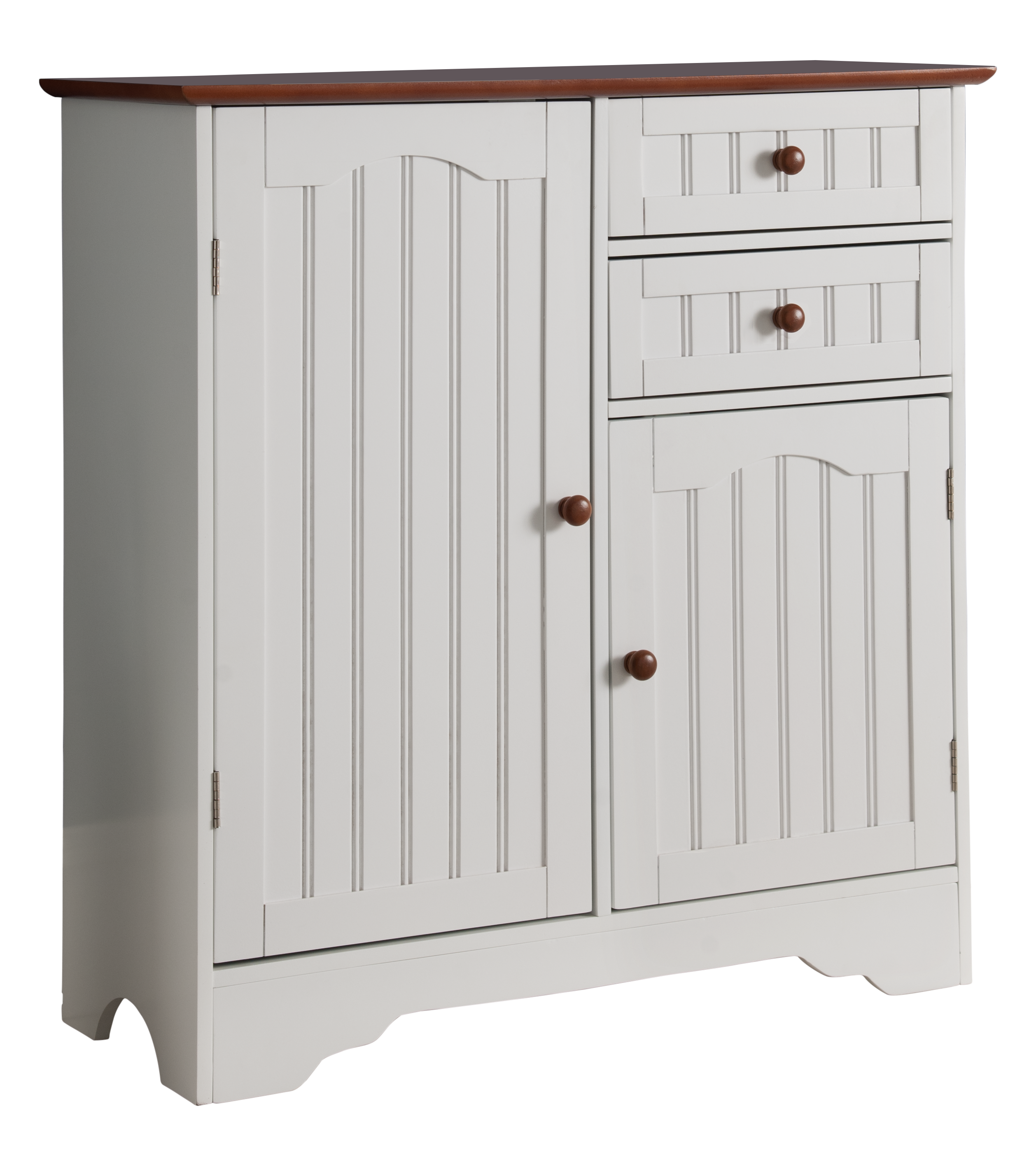 Alt View 1. Kings Brand Furniture - Kings Brand Furniture White / Walnut Finish Wood Kitchen Storage Buffet Cabinet - White.