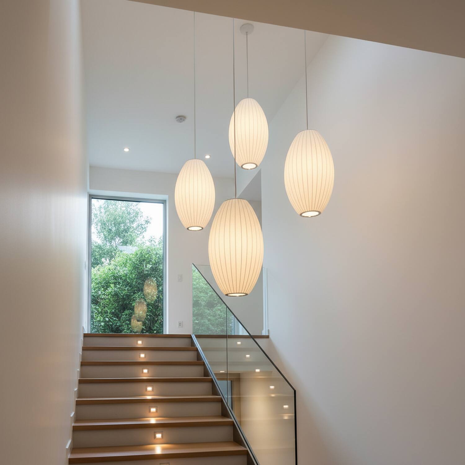 Left. Umeiluce - 1 Light Modern Pendant Light Elegant Silk Oval Shade Light Dimmable Big - White.