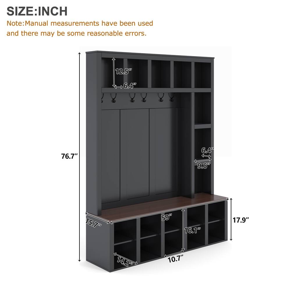 SIZE: INCH  
Note: Manual measurements have been used and there may be some reasonable errors.  
12.5"  
6.4"  
76.7"  
6.4" 9.6"  
15.7"  
59"  
16.1"  
17.9"  
14.2"  
10.7"
