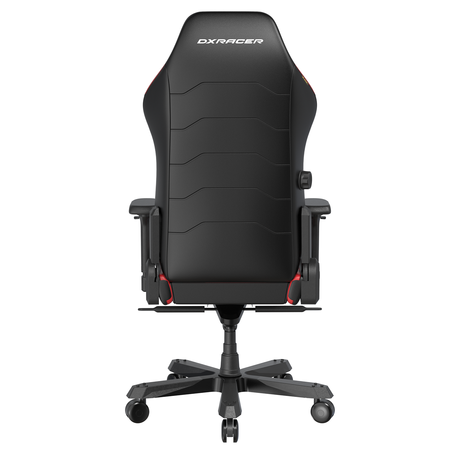 Back. DXRacer - DXRacer Master Series Gaming Chair – Black and Red lines, Premium PU Leather with Built-In Lumbar Support & 4D Armrests - Black and Red.