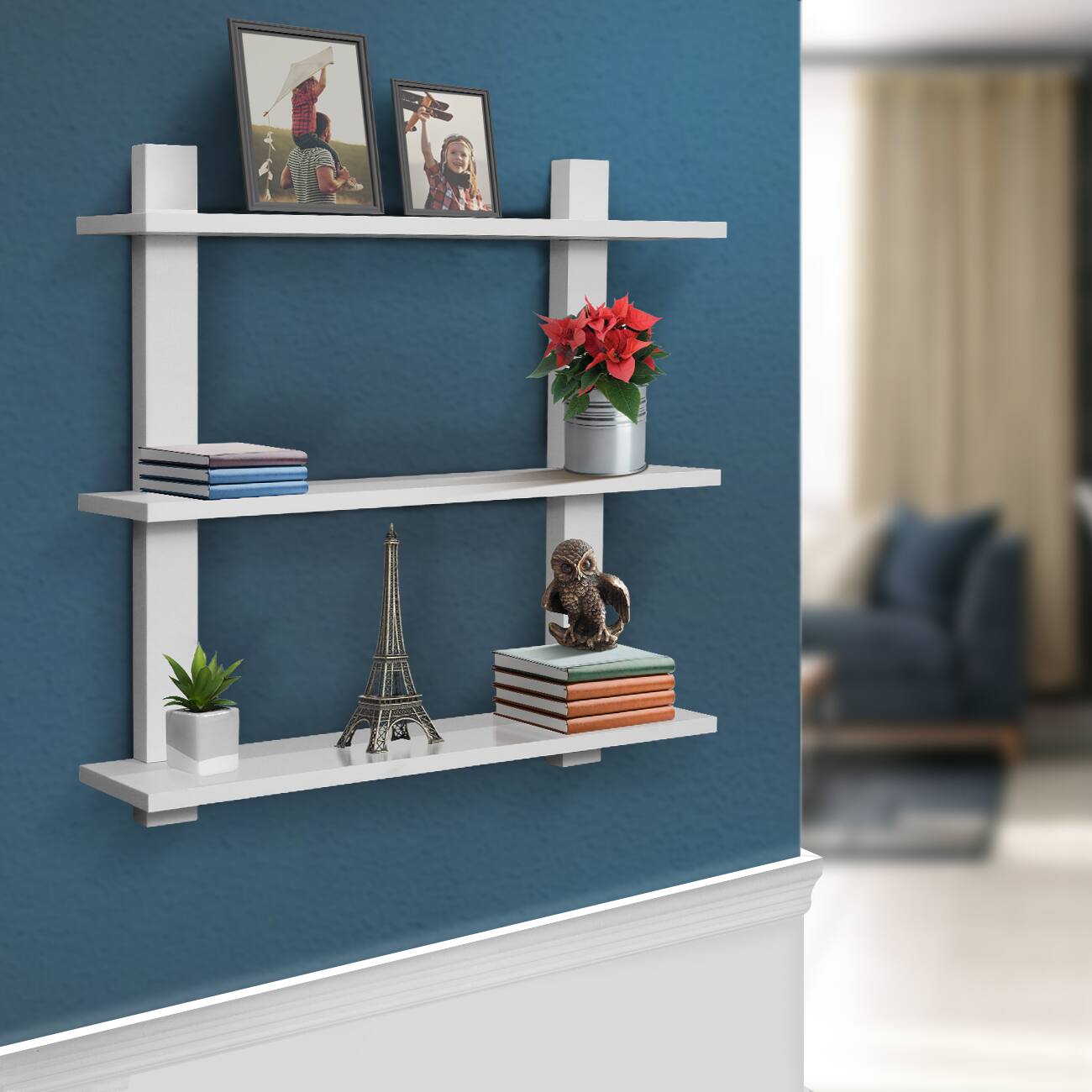 Alt View 1. Sorbus - Sorbus Bathroom Shelves - 3-Tier Wall Mounted Floating Shelves for Books, Trophies, Wall Décor - White.