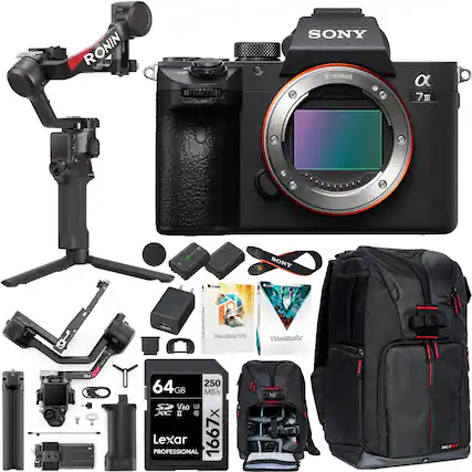 - RONIN SONY E-mount
- SONY α7 III
- 64GB 250 MB/s V60 U3 1667x Lexar PROFESSIONAL
- VideoStudio Pro
- PaintShop Pro
- RONIN 2
- SONY Camera Bag
- Various accessories (batteries, chargers, cables, etc.)