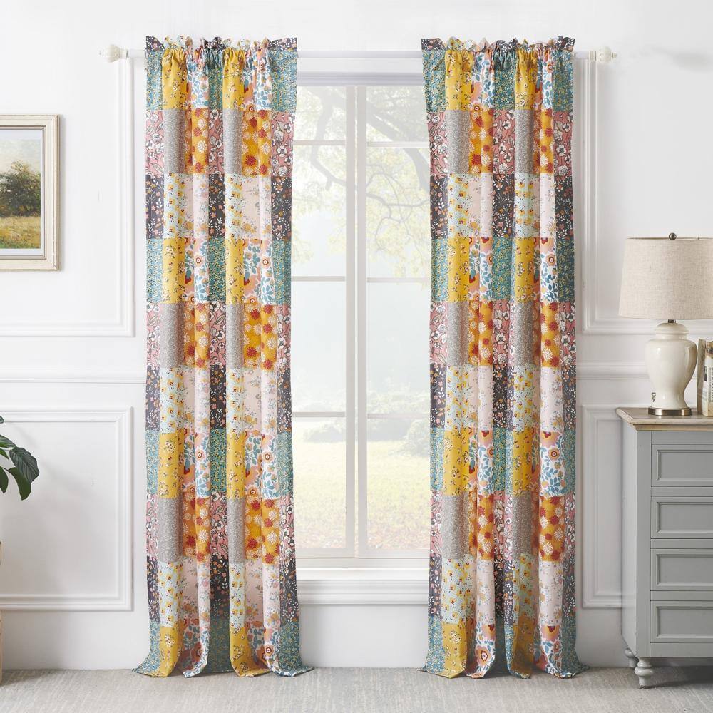 Angle. Barefoot Bungalow - Barefoot Bungalow Carlie Curtain Panel PairSet of 250x84" and 3x24", Calico - Calico.