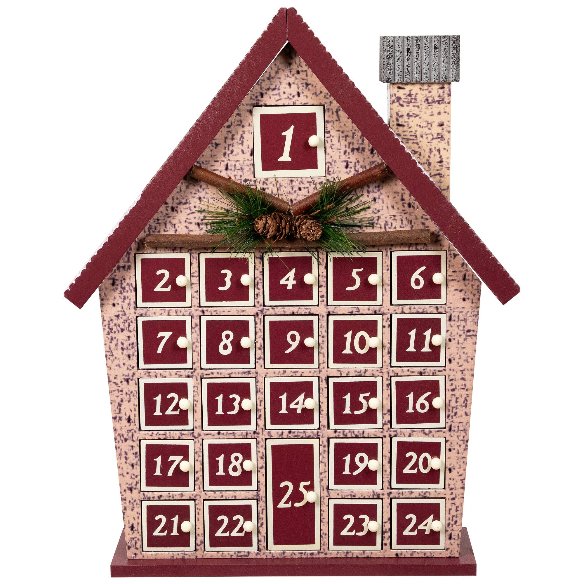 Alt View 1. Northlight - Holiday House Christmas Advent Calendar - 15" - Red.