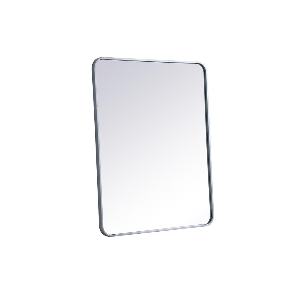 Left. Elegant Decor - Soft corner metal rectangular mirror 30x36 inch in Silver - Silver.